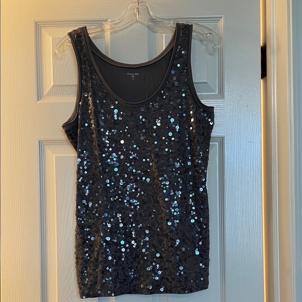 Garnet Hill Dark Grey Sequined Tank Top
